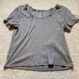 Grey textured lace tee